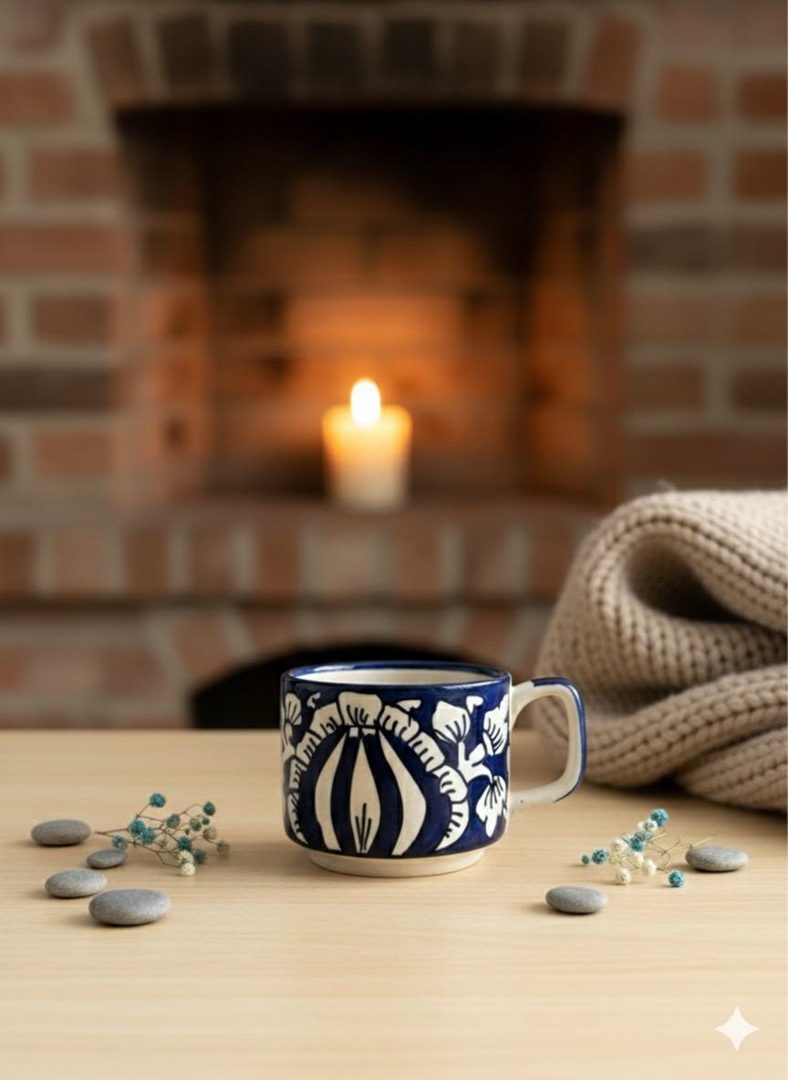 Blue Motif Tea Cup Set