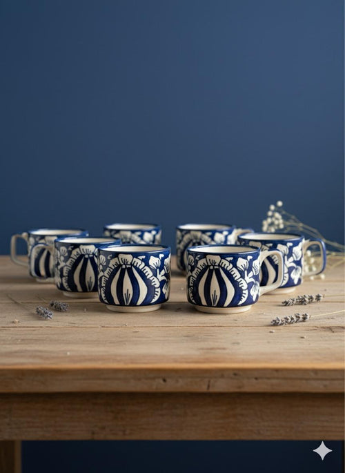 Blue Motif Tea Cup Set