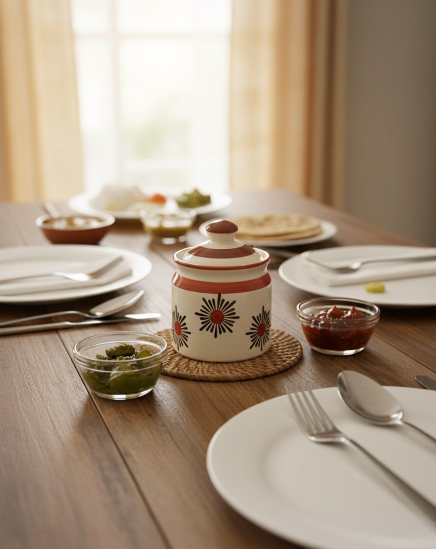 Ceramic Storage Jar 200ml - Brown Sunburst