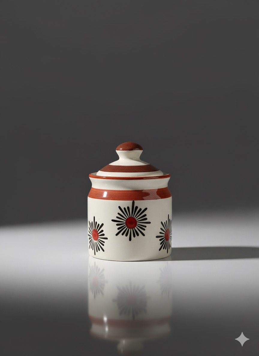 Ceramic Storage Jar 200ml - Brown Sunburst