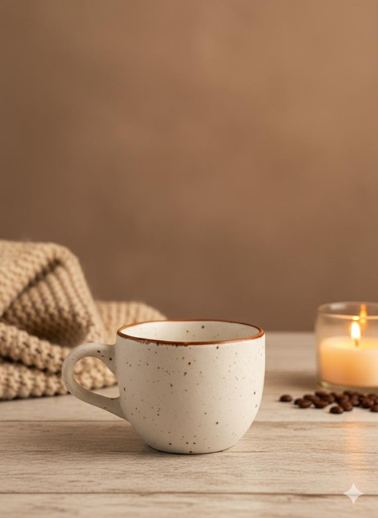 Cream Dotted Mug Set