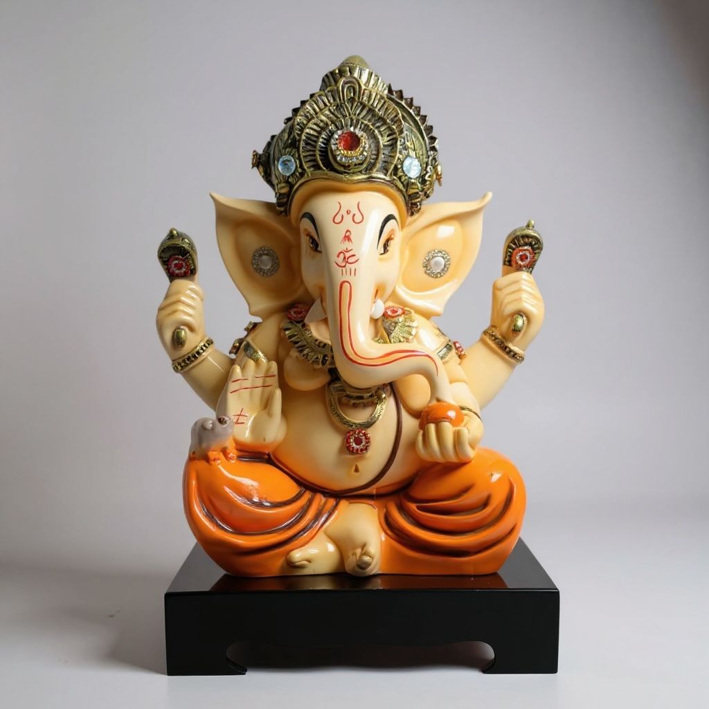 Lord Ganesha Idol - Golden Orange