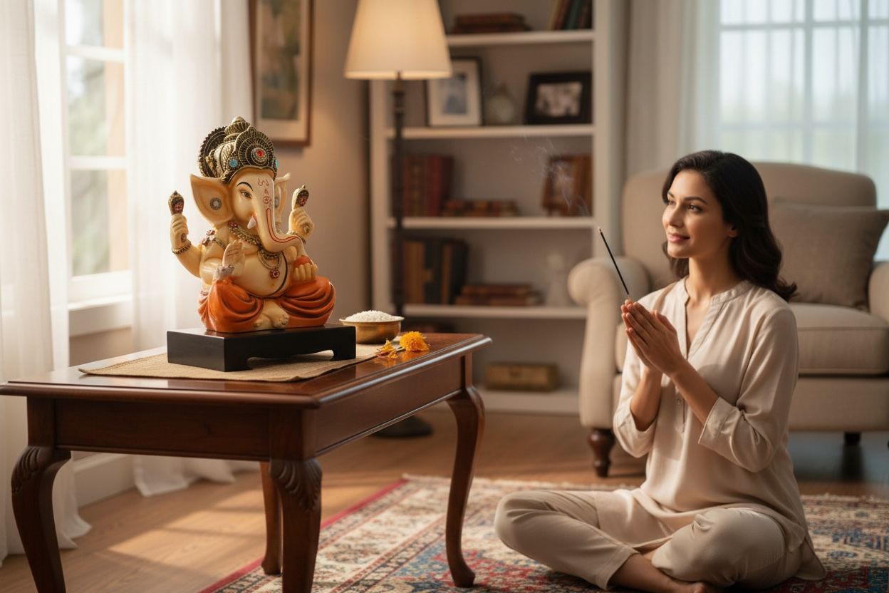 Lord Ganesha Idol - Golden Orange