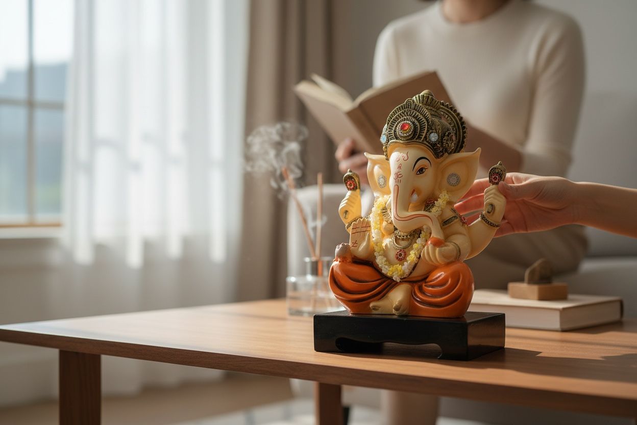 Lord Ganesha Idol - Golden Orange