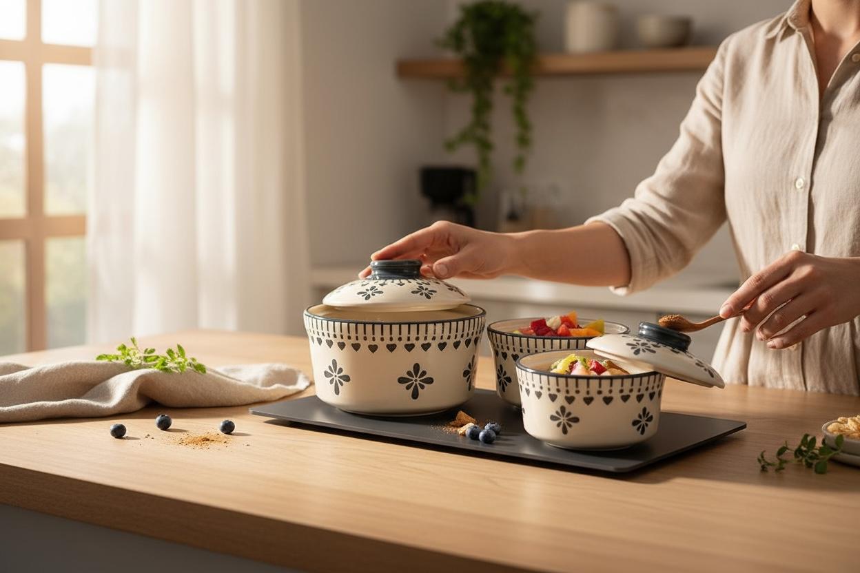 Grey colored serving Handis (Set of 3)