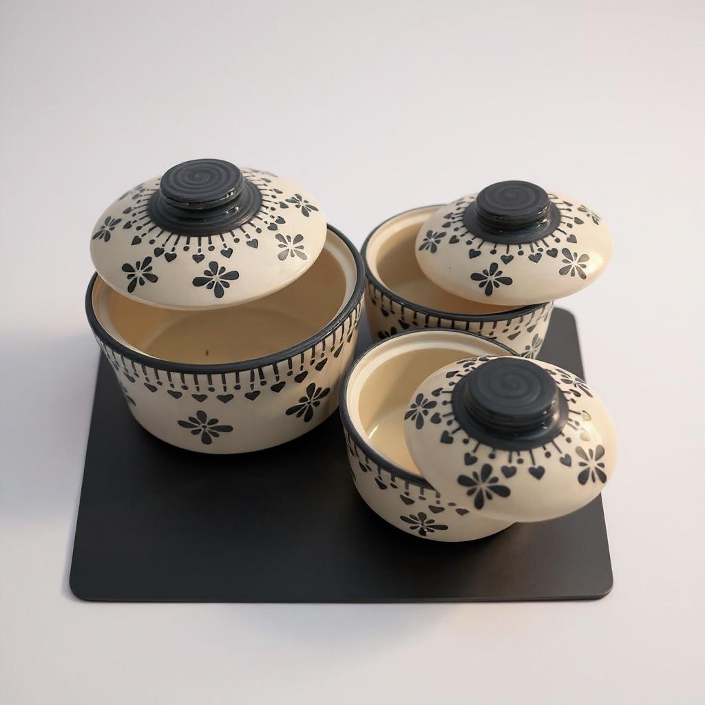 Grey colored serving Handis (Set of 3)