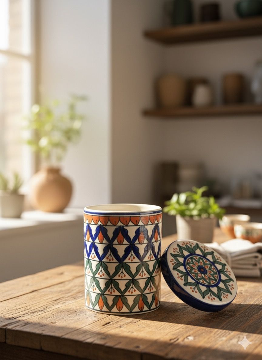 Boho Printed Ceramic Jar