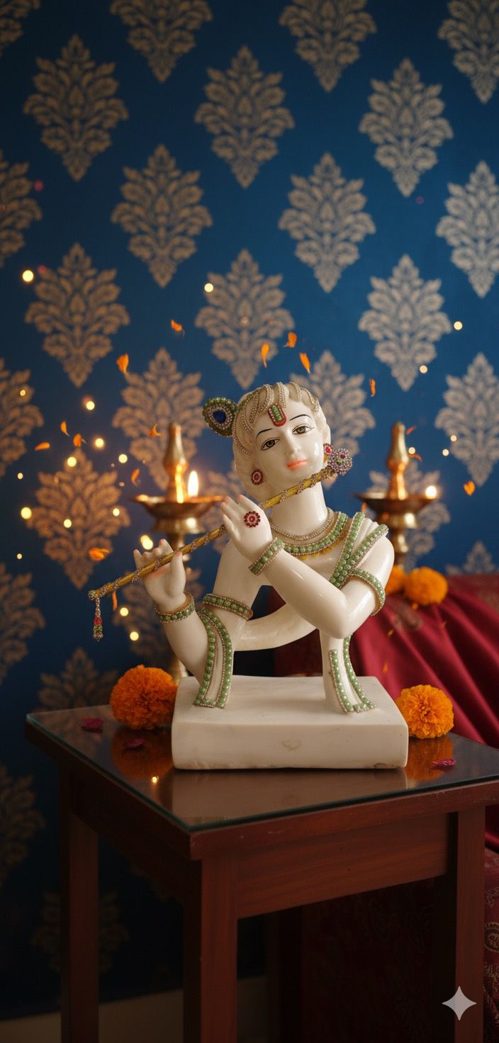 Krishna Idol with Flute (Green 💚 )