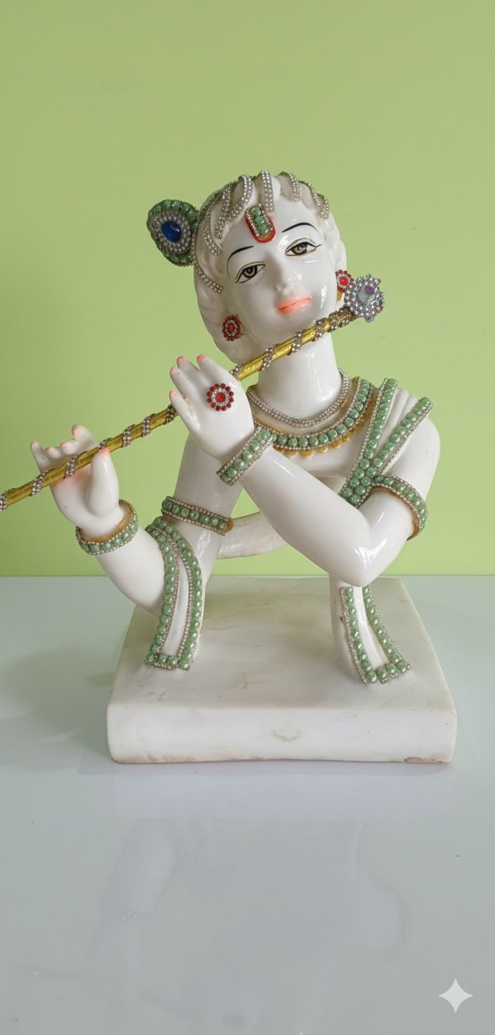 Krishna Idol with Flute (Green 💚 )