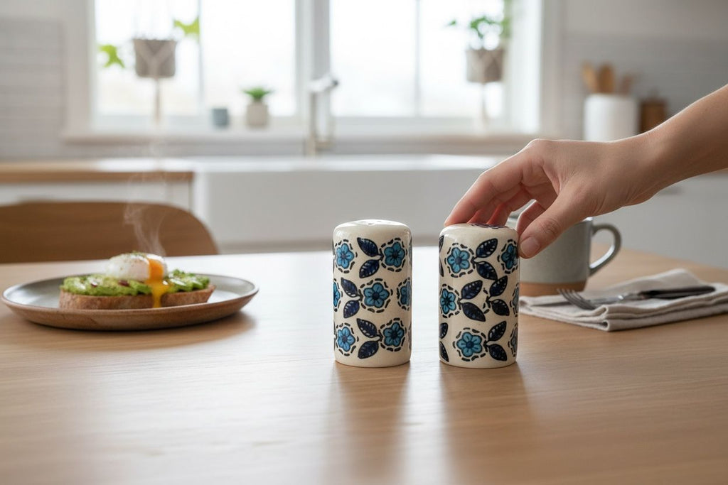 Salt & Pepper Shaker Set - Blue Floral